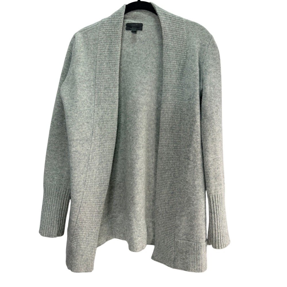 J.Crew Cardigan Sweater Womens XS Gray Wool Cashmere Open Front Knit Workwear